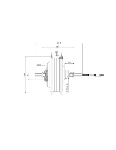 28" elcykel bakhjul - Shengyi DGW22S 250-500W / 36-48V motor - 9-pin